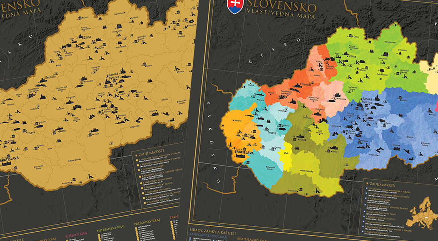 Súťaž o stieraciu vlastivednú mapu Slovenska s drevenými lištami