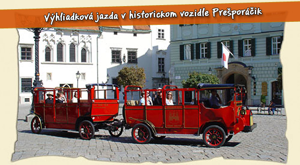 Vyhliadková jazda v autíčku Prešporáčik-Oldtimer® v Bratislave.