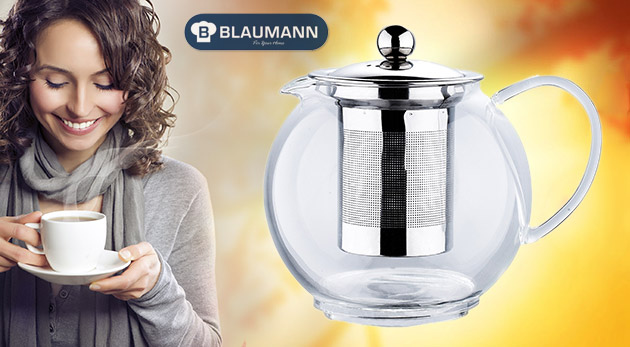Elegantný čajník z borosilikátového skla s filtrom od výrobcu Blaumann