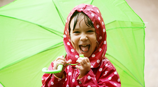 Dievčenský dáždnik s motívom bodiek alebo krajky