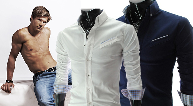 Moderná pánska košeľa Slim-fit jednofarebná za 14,99€