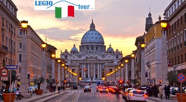 5-dňový zájazd pre 1 osobu do Ríma za 169 €: doprava klimatizovaným autobusom, 2x ubytovanie s raňajkami, služby sprievodcu, prehliadka Ríma a Vatikánu bez vstupov