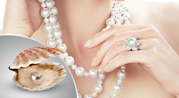 Perla prianí v perlorodke vrátane náhrdelníka, náušníc a prsteňa v darčekovom balení