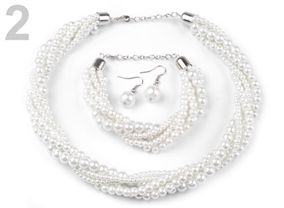 Set voskovaných perál - náhrdelník, náušnice, náramok, farba č. 2: biela mliečna za 4,90 €