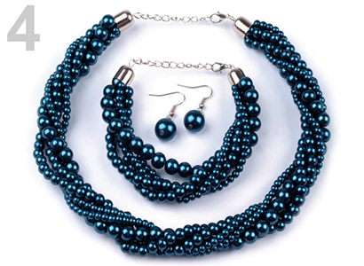 Set voskovaných perál - náhrdelník, náušnice, náramok, farba č. 4: tyrkysová za 4,90 €