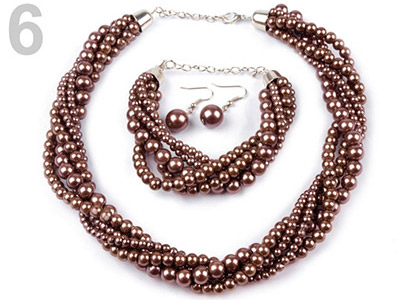 Set voskovaných perál - náhrdelník, náušnice, náramok, farba č. 6: hnedá za 4,90 €