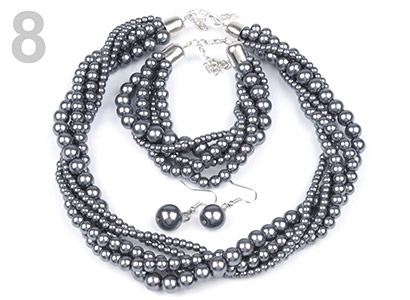 Set voskovaných perál - náhrdelník, náušnice, náramok, farba č. 8: antracit za 4,90 €