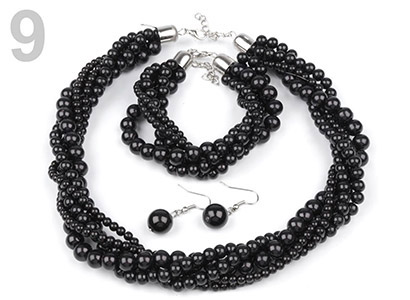 Set voskovaných perál - náhrdelník, náušnice, náramok, farba č. 9: čierna za 4,90 €