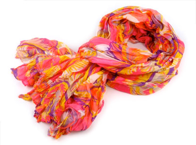 Dámsky šál krčený: ružová multicolor