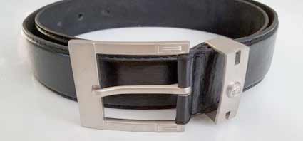 Pánsky kožený opasok s oceľovou prackou - model 9