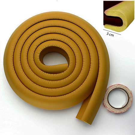 Penová ochrana rohov a hrán nábytku 2m x 3cm (tvar U) - farba Mocca Caffe