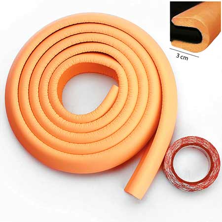 Penová ochrana rohov a hrán nábytku 2m x 3cm (tvar U) - farba oranžová