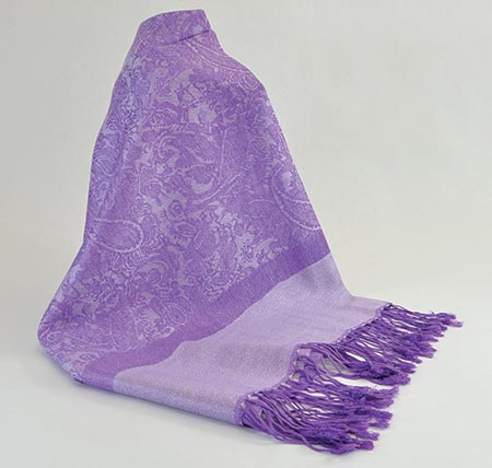 Pašmína (kašmírový šál) - farba fialová so vzorom