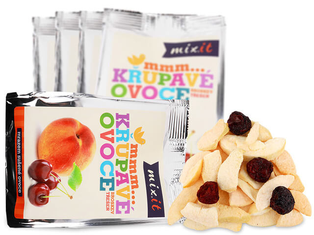 MIXIT Chrumkavé ovocie do vrecka Broskyňa a čerešňa 20 g