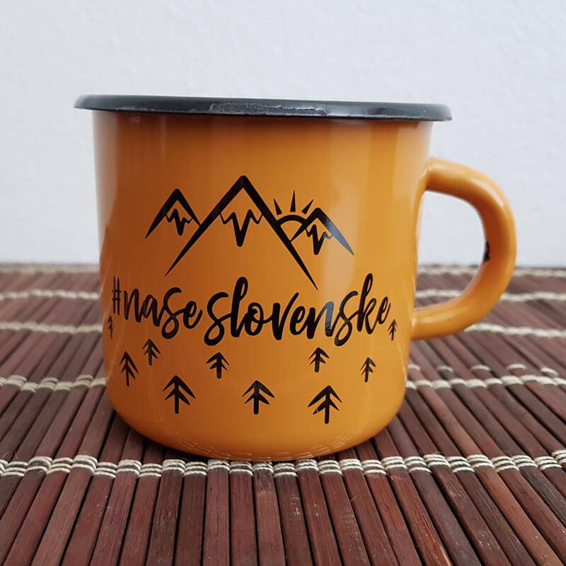 Smaltovaný hrnček Volanie veľhôr (300 ml) - žltý
