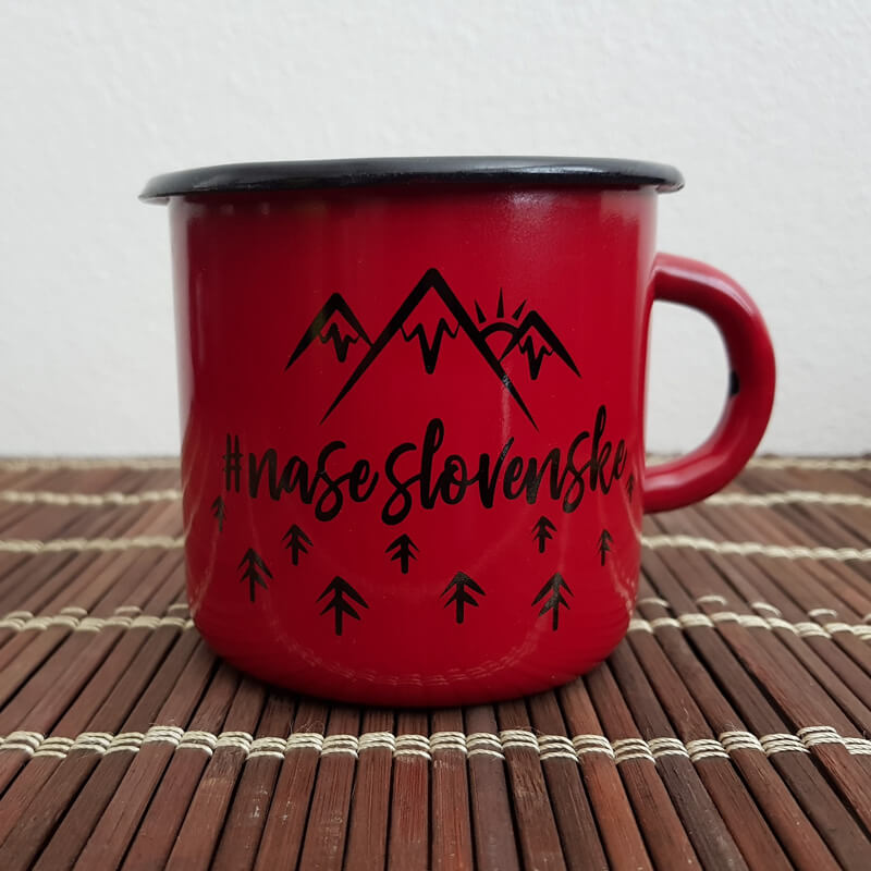 Smaltovaný hrnček Volanie veľhôr (300 ml) - červený