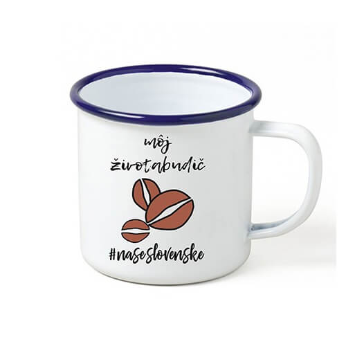 Smaltovaný hrnček Môj životabudič (300 ml) - biely