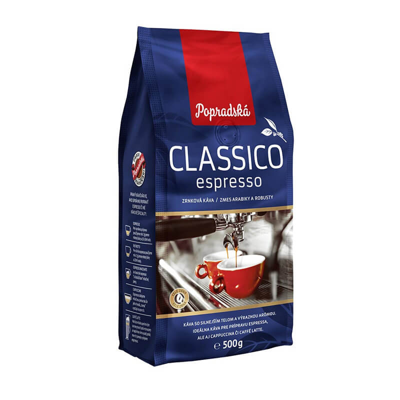 Popradská káva Classico espresso zrnková 500 g