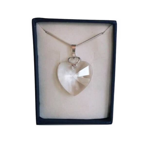 Prívesok Srdce v srdci SWAROVSKI - Crystal (veľkosť 28 mm)