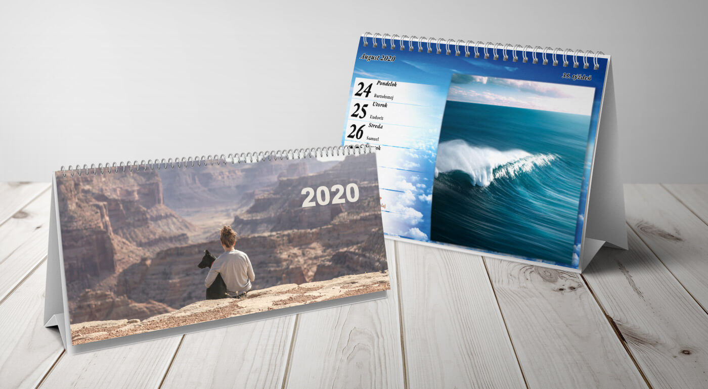 Stolový kalendár na rok 2020 s fotografiami podľa vlastného výberu - týždenný alebo dvojtýždenný variant