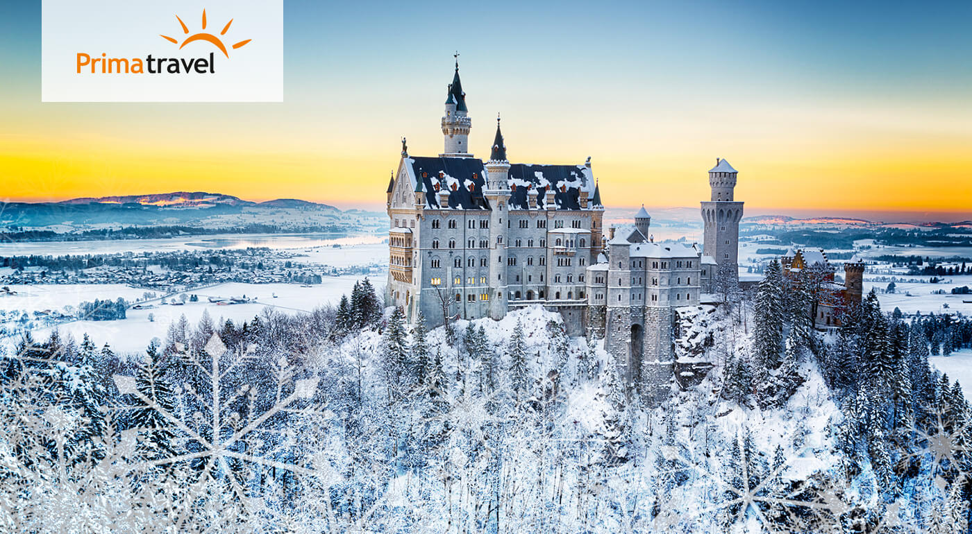 Zažite rozprávkovú atmosféru zasneženého zámku Neuschwanstein a ďalších bavorských zámkov počas Adventu