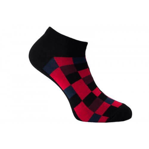 FunnySOX ponožky Pixelky nízke čierno-červené - veľkosť 36-40