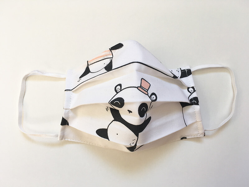 Bavlnené rúško s plieškom na nose pre dieťa - vzor Panda