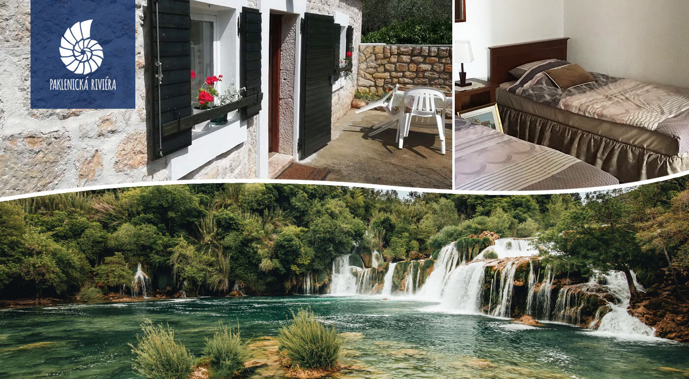 Chorvátsko: Letný oddych na Paklenickej riviére len 25 m od mora v krásnom Etno domčeku- Rozkvitnutá záhrada pre 4 až 5 -člennú rodinu