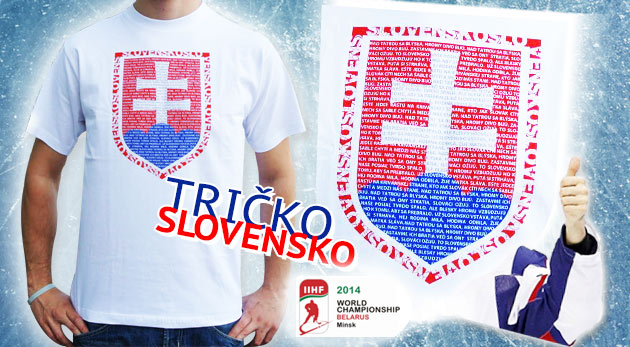 Biele tričko Slovensko s hymnou, znakom i zadanou potlačou mena a čísla za 14,90€