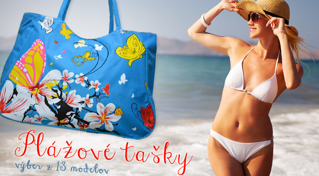 Plážové tašky s veselými vzormi na horúce letné dni pri vode. Všetky potrebné veci pohromade!
