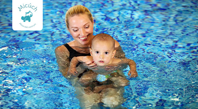 Plávanie a cvičenie pre bábätká, 16 hodín, 2x týždenne v termíne 14.7. - 31.8.2014 za 150€