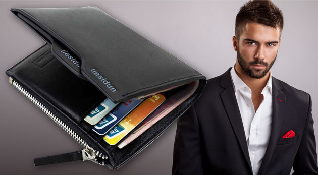 Pánska kožená peňaženka v čiernej farbe za 23,90€