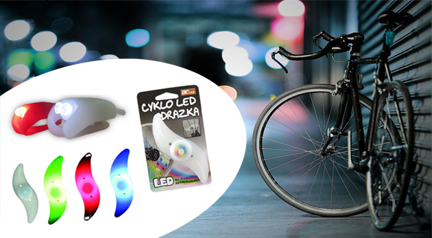 Moderné cyklo LED osvetlenie alebo cyklo LED odrazky pre bezpečnú jazdu na bicykli