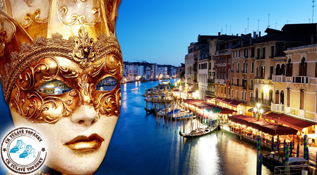 Zájazd na valentínsky benátsky karneval 2015 za 55 € - doprava luxusným klimatizovaným autobusom, prehliadka mesta Benátky so sprievodcom, batožina do 25 kg/osoba a zákonné poistenie CK
