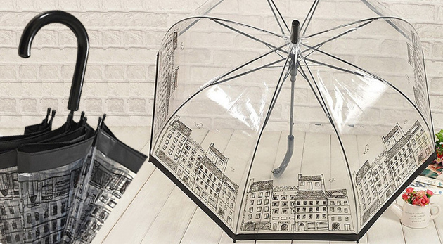 Retro transparentný dáždnik, motív: mesto Paríž za 10,90€ vrátane poštovného a balného v rámci SR