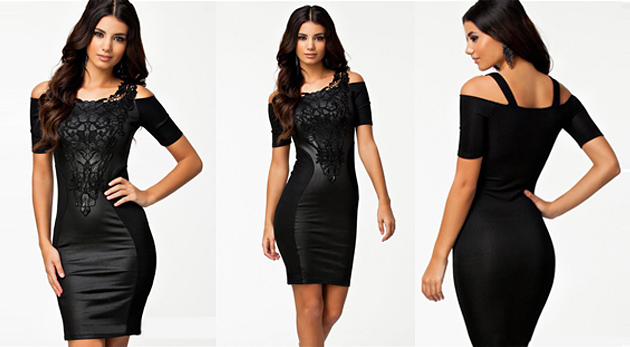 Dámske elegantné šaty s krajkou čiernej farby za 17,99 €