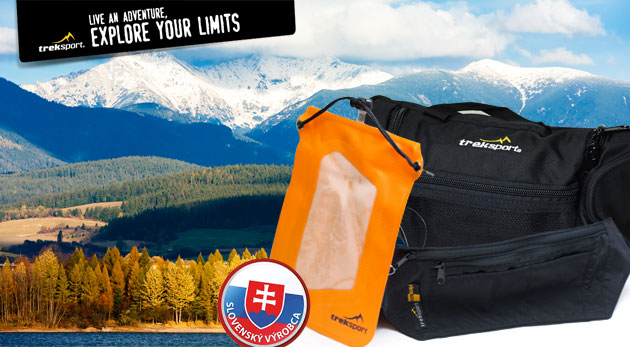 Nepremokavé vrecko, bezpečnostná ľadvinka a kozmetická taška na cesty od značky Treksport