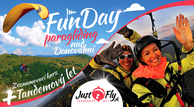 Course day: zoznamovací kurz paraglidingu (4 hod.) pre 1 osobu za 49 € (teoretická a praktická výučba, zapožičanie kompletnej výbavy (padák, sedačka, prilba, vysielačka), poistenie proti škodám spôsobenýcj tretej osobe, samostatné lety z kopca s malým prevýšením, balenie výbavy)