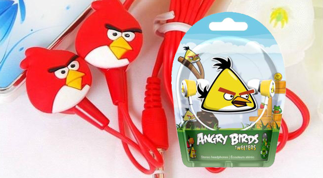 Trendy slúchadlá s motívom populárnej hry Angry Birds - 2 ks v balení