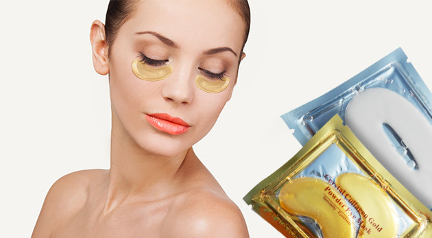 Kolagénová maska na oči proti vráskam s 24-karátovým zlatom (1 balenie)  + hydratačná kolagénová maska na pery (1 balenie) za 2,99€