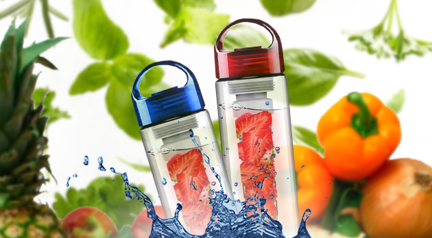Unikátna fľaša na vodu pre nápoj z ovocia, zeleniny či byliniek
