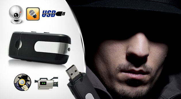 USB kľúč s kamerou pre nahrávanie videí, fotografií a zvuku