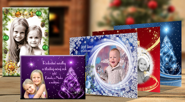Magnetky, pozdravy alebo pohľadnice s vianočným motívom a vlastnou fotografiou