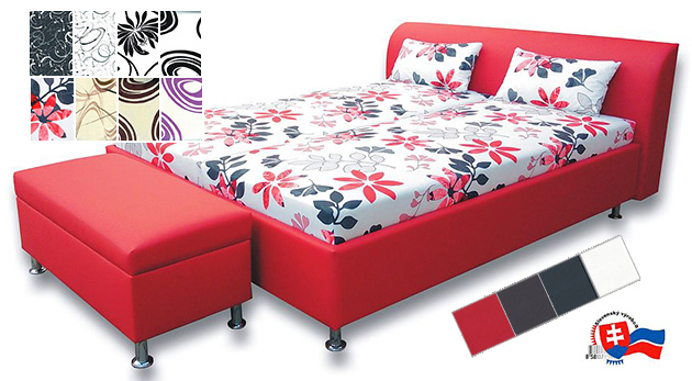 Koženková posteľ RITA - nepolohovateľná (šírka 160 cm alebo 180 cm)