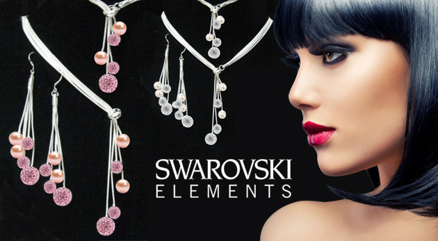 Set šperkov - visiace náušnice, náramok a náhrdelník, farba ružová za 12,99€