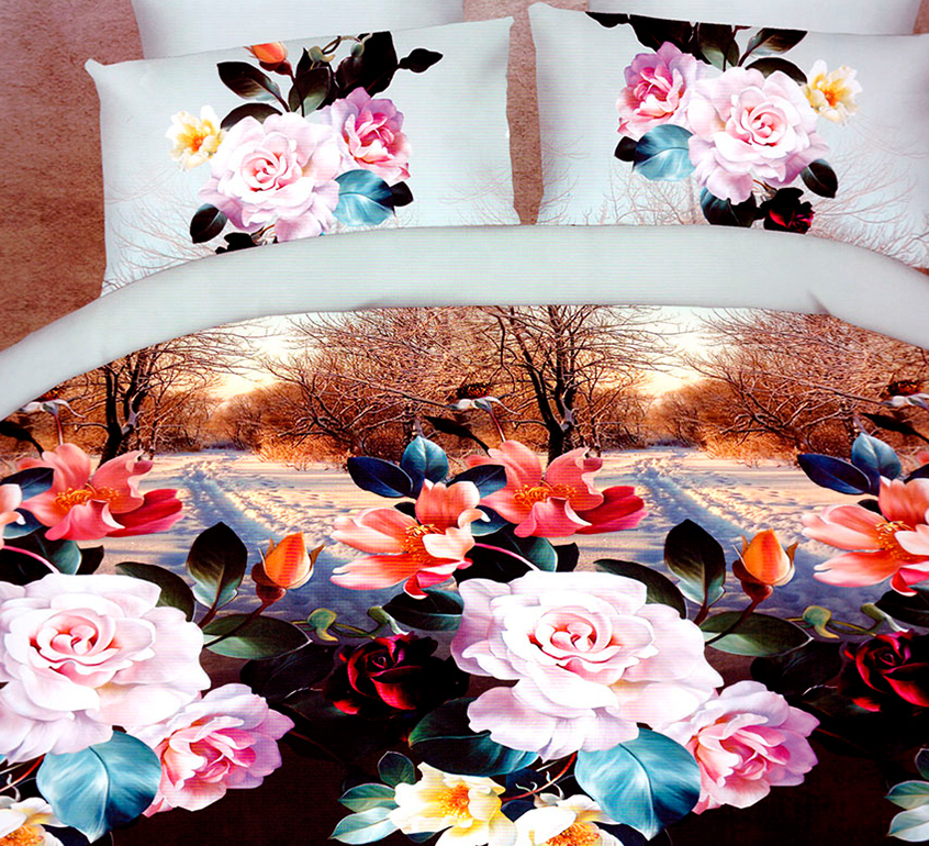 3D posteľné obliečky na jednolôžko - Ruže na jeseň (obliečka na vankúš 70 x 90 cm a obliečka na paplón 140 x 200 cm)
