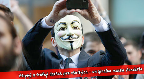 Anonymná maska V ako Vendetta.