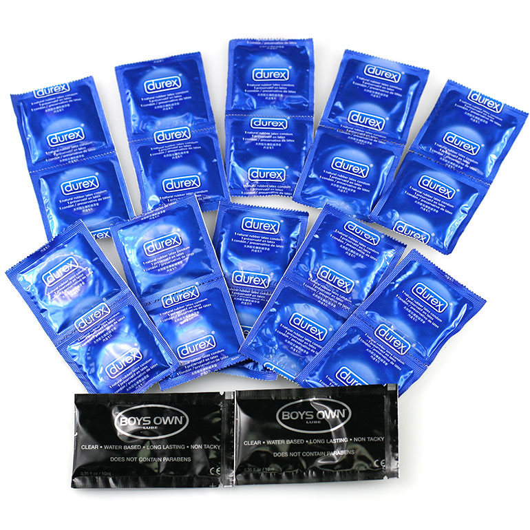 Balíček DUREX EXTRA SAFE: 20 ks kondómov Durex Extra Safe, 2 ks lubrikačný gél