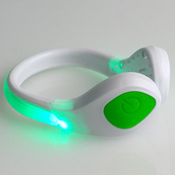 LED bezpečnostné svetlo na topánky: biely klip + zelené svetlo