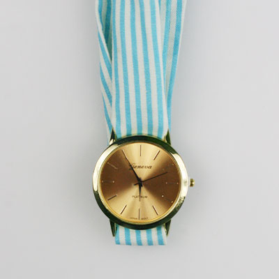 Dámske hodinky s látkovou šatkou- tyrkysové